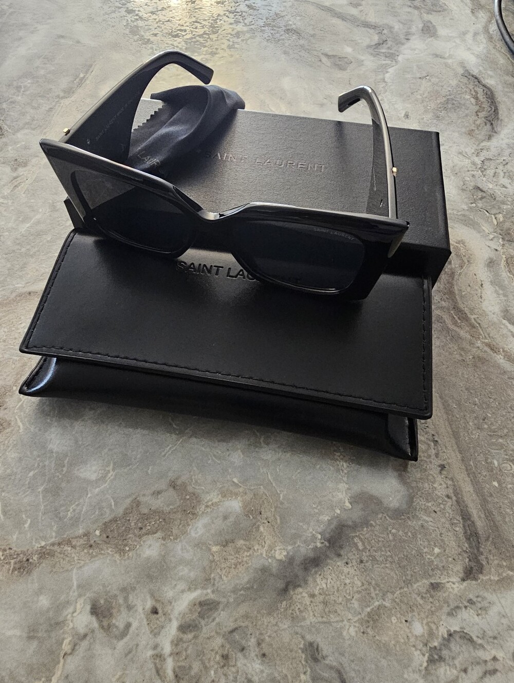 Saint Laurent Black Oversized Logo Square Sunglasses - Picture 8 of 8